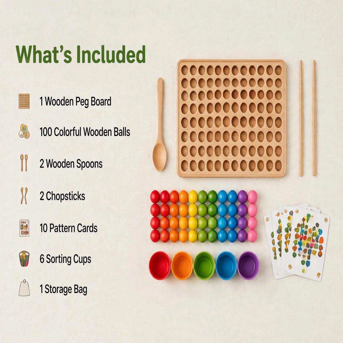 Wooden peg board beads game-montessori sporting & counting toy