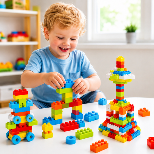 150 PCS Building Blocks Set With Wheels, Learning Toddler Blocks For 3+ Years Old