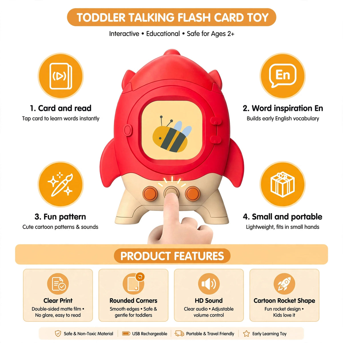 Talking Flash cards for kids -224 words learning toy