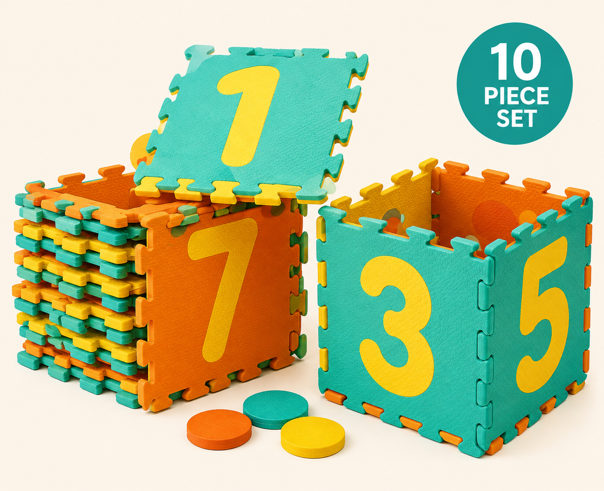 Kids Hopscotch Foam Puzzle Mat – Interlocking Number Tiles for Active Play, 71.5" x 24.5"