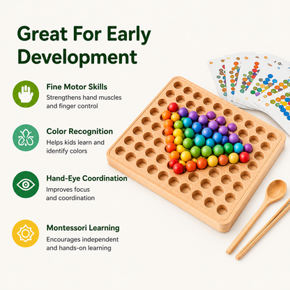 Wooden peg board beads game-montessori sporting & counting toy