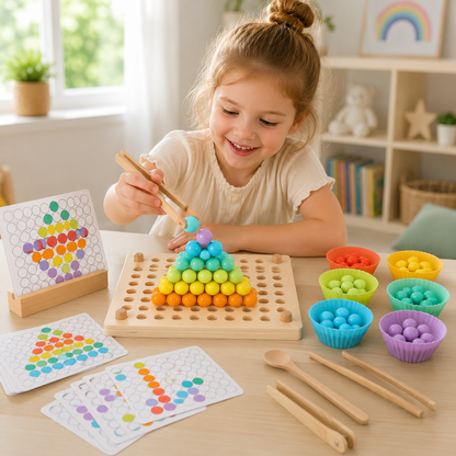 Wooden peg board beads game-montessori sporting & counting toy