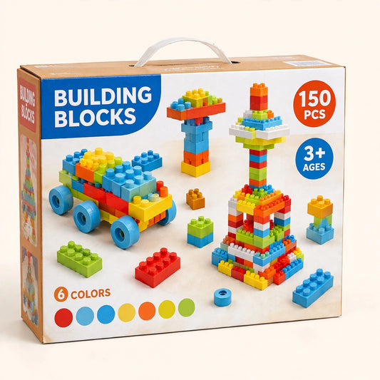 150 PCS Building Blocks Set With Wheels, Learning Toddler Blocks For 3+ Years Old