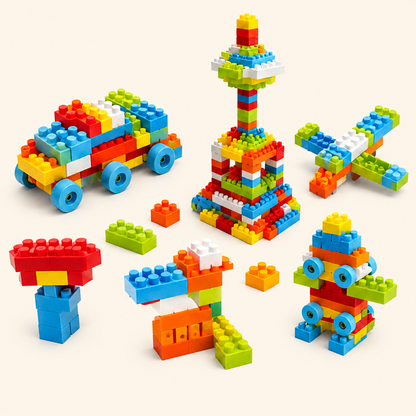 150 PCS Building Blocks Set With Wheels, Learning Toddler Blocks For 3+ Years Old