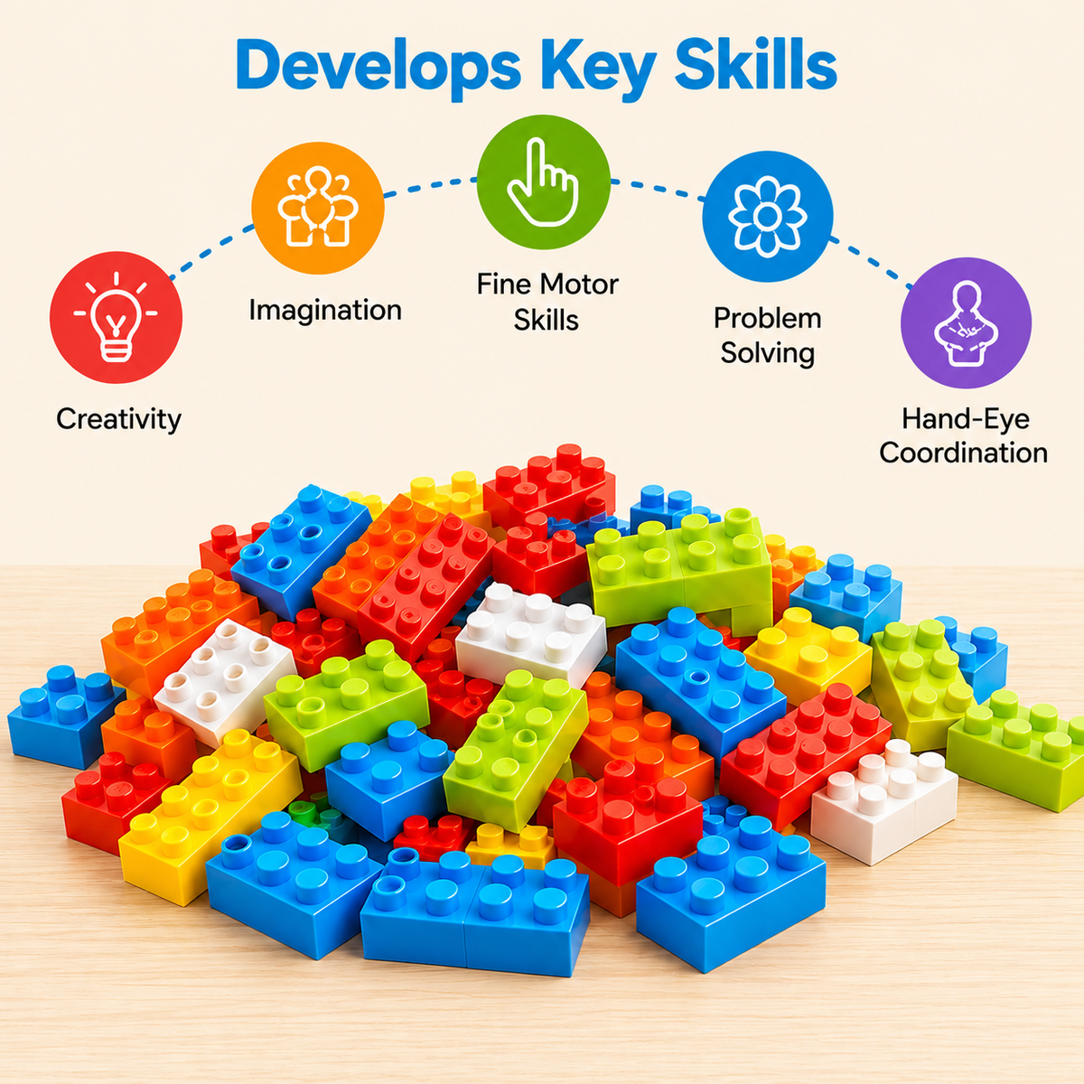 150 PCS Building Blocks Set With Wheels, Learning Toddler Blocks For 3+ Years Old