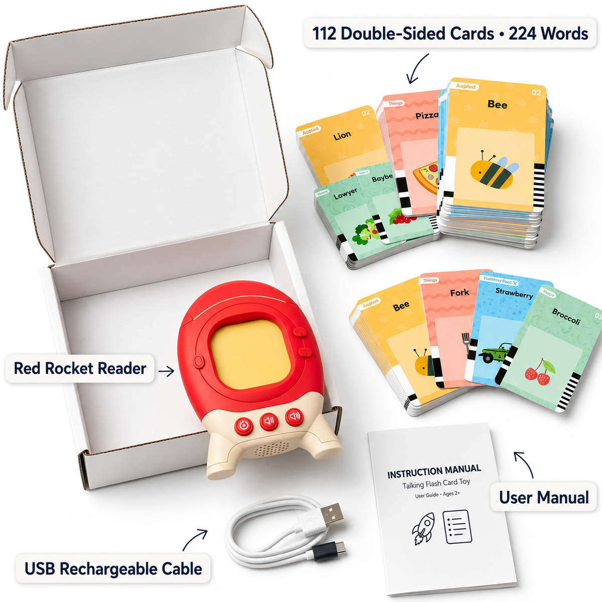 Talking Flash cards for kids -224 words learning toy
