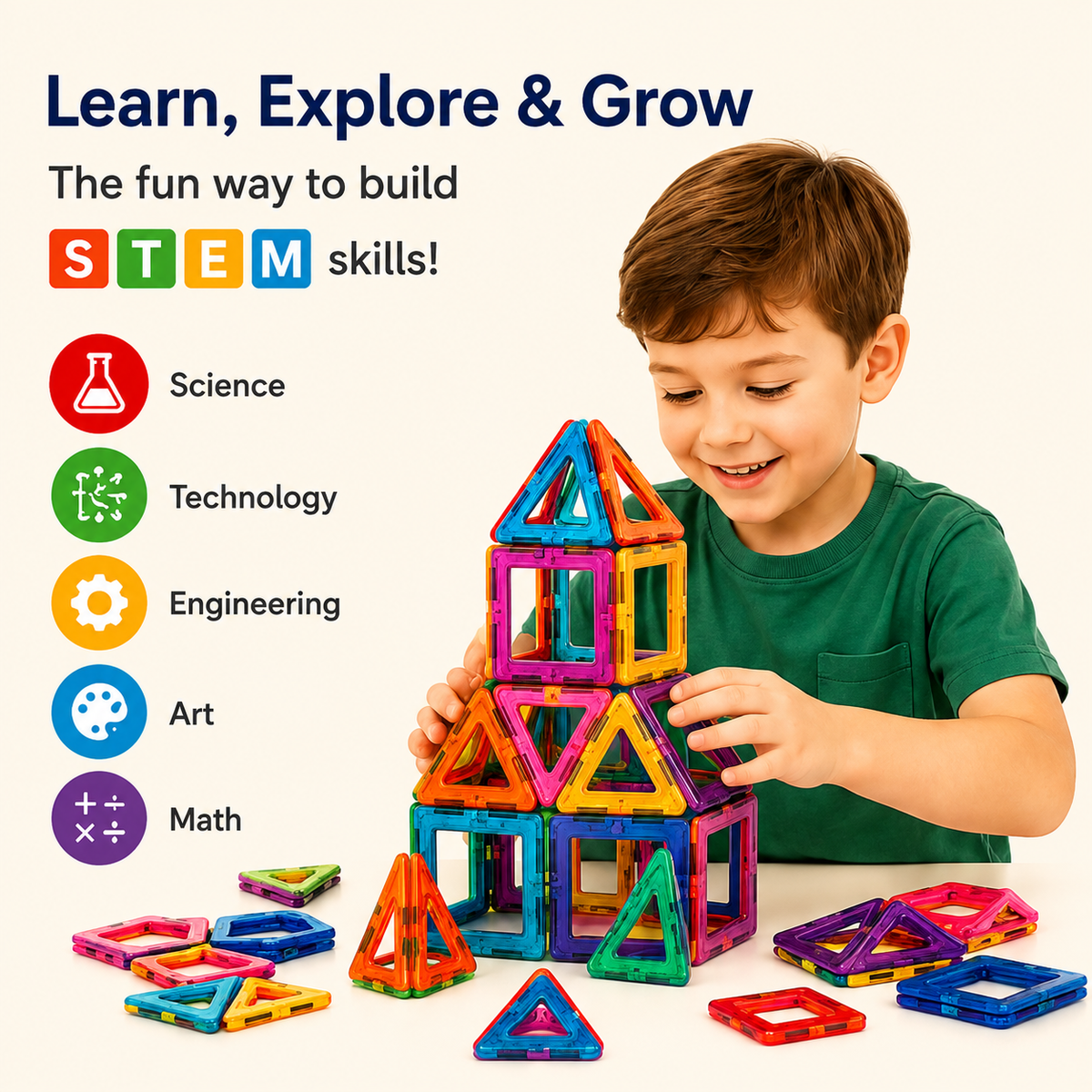 Magnetic Building Blocks Construction Set – STEM Toy for Kids