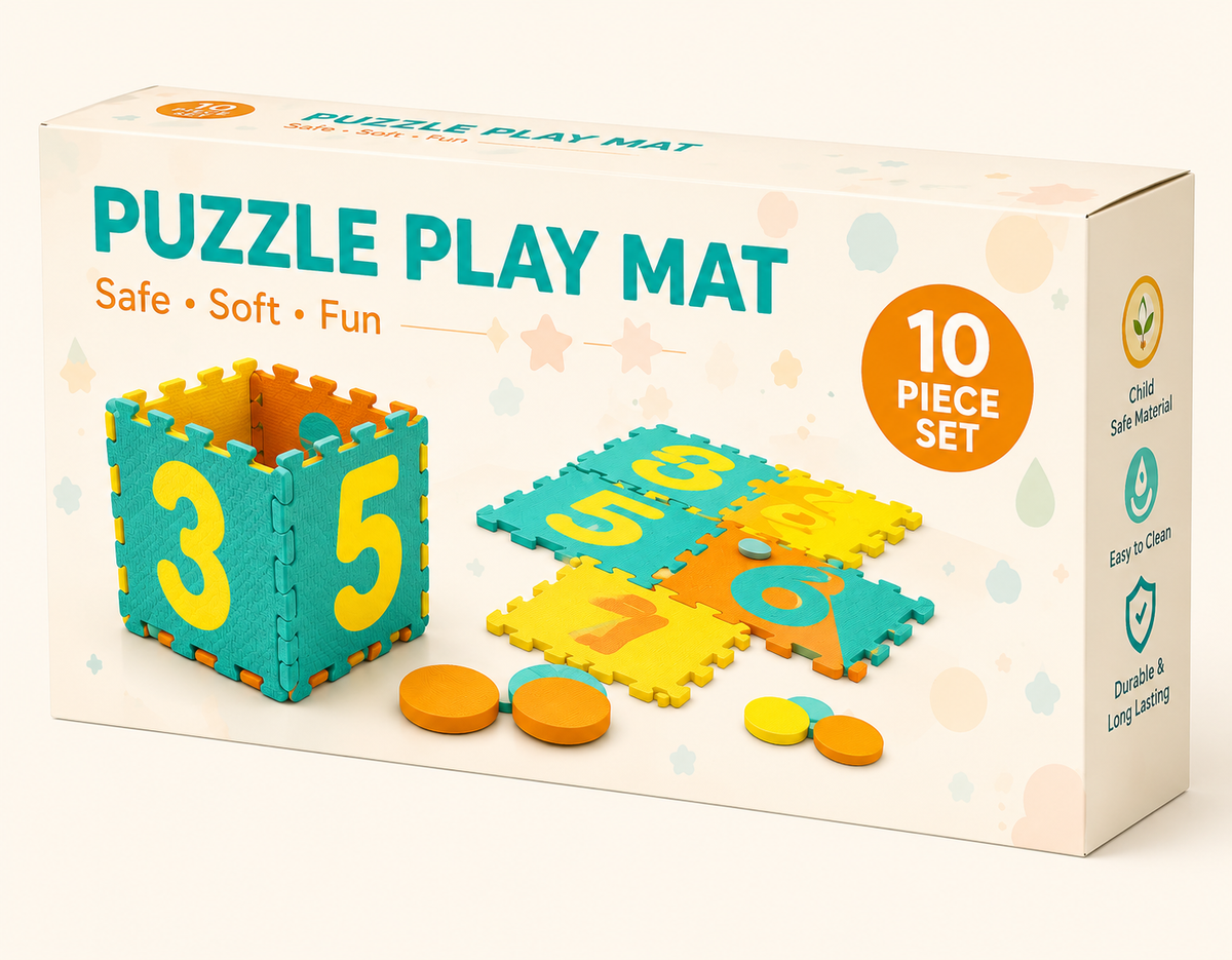 Kids Hopscotch Foam Puzzle Mat – Interlocking Number Tiles for Active Play, 71.5" x 24.5"