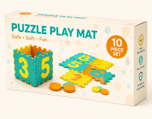Kids Hopscotch Foam Puzzle Mat – Interlocking Number Tiles for Active Play, 71.5" x 24.5"