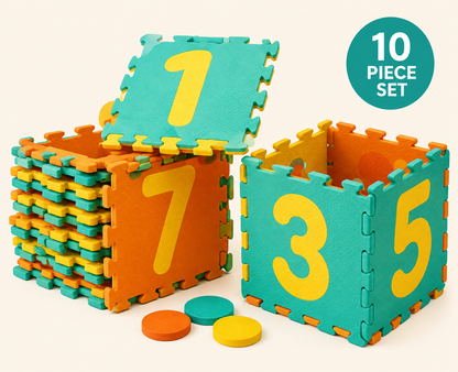Kids Hopscotch Foam Puzzle Mat – Interlocking Number Tiles for Active Play, 71.5" x 24.5"