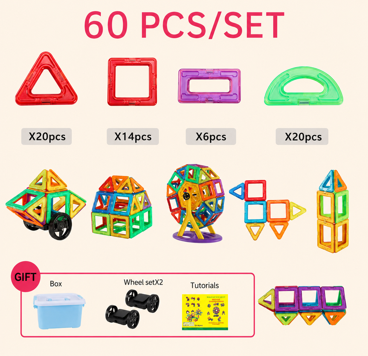 Magnetic Building Blocks Construction Set – STEM Toy for Kids